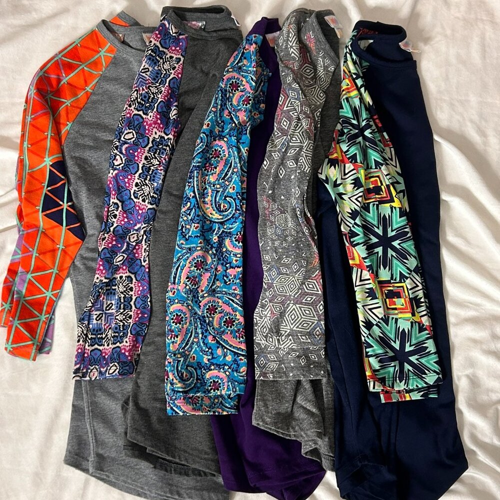 LuLaRoe Randy Baseball Tees - set of 5 - 3/4 sleeve EUC XXS